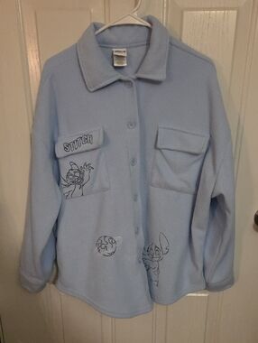 Stitch Light Blue Size XL Fleece Button-Up Jacket